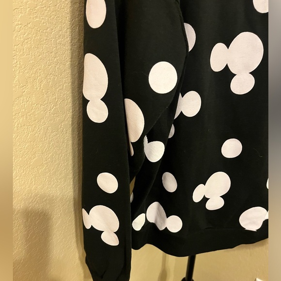 NWT Mickey Mouse sweatshirt black md white polka dot size large women’s. - Picture 4 of 5